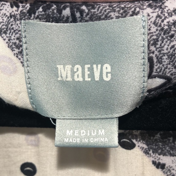 Maeve by Anthropologie v neck soft rayon black multi print bohemian blouse M - Picture 3 of 9